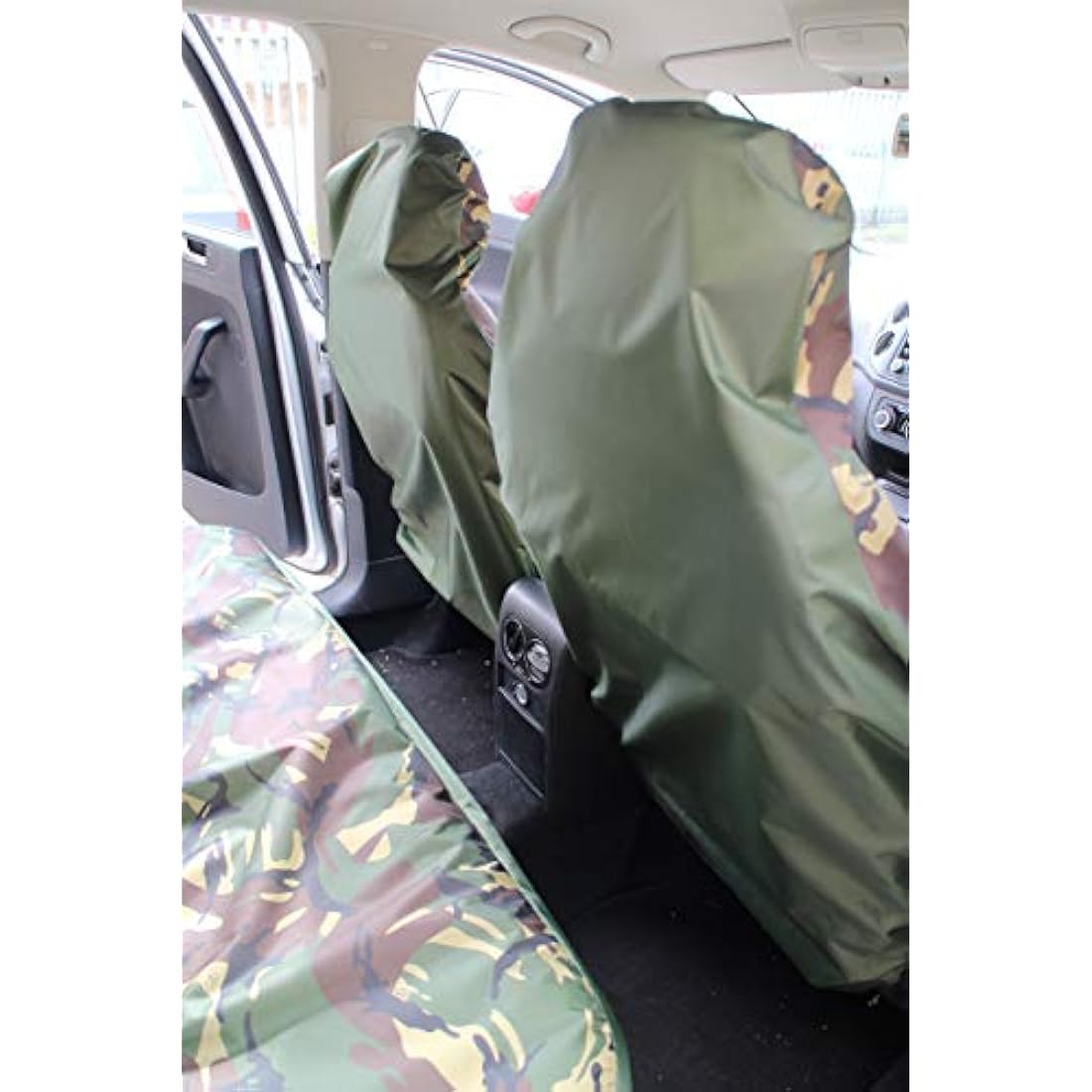 Carseatcover-UK - Green Camouflage CAMO Waterproof Car Seat Covers Protectors - Front & Rear - Full Set