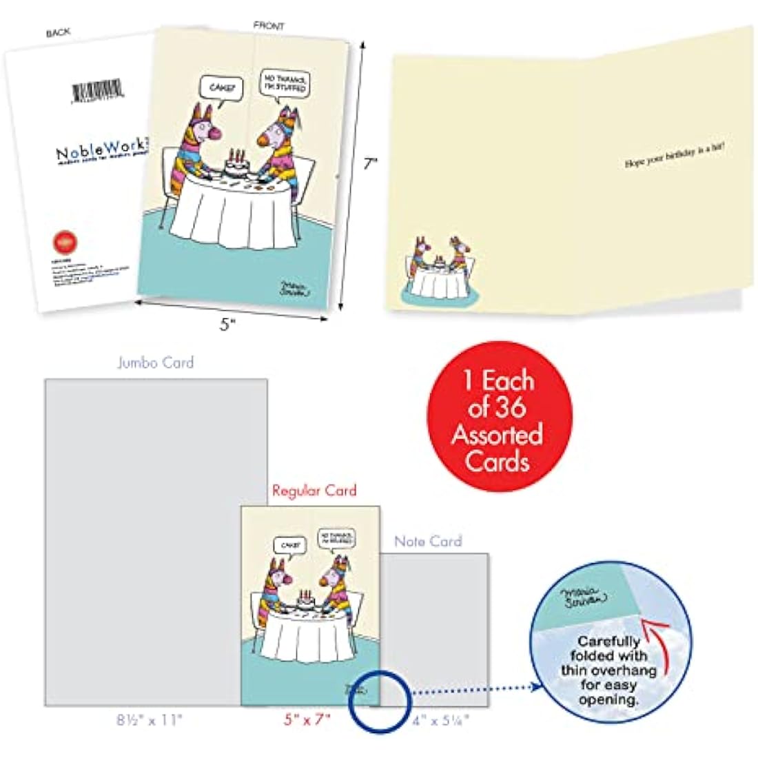 NobleWorks - Variety Pack of 36 Assorted Funny Birthday Cards Bulk Box Set w/Envelopes, Edgy Humor B-Day for Men, Women (36 Designs, 1 Each) - Birthday Favorites AC2911BDG-B1x36