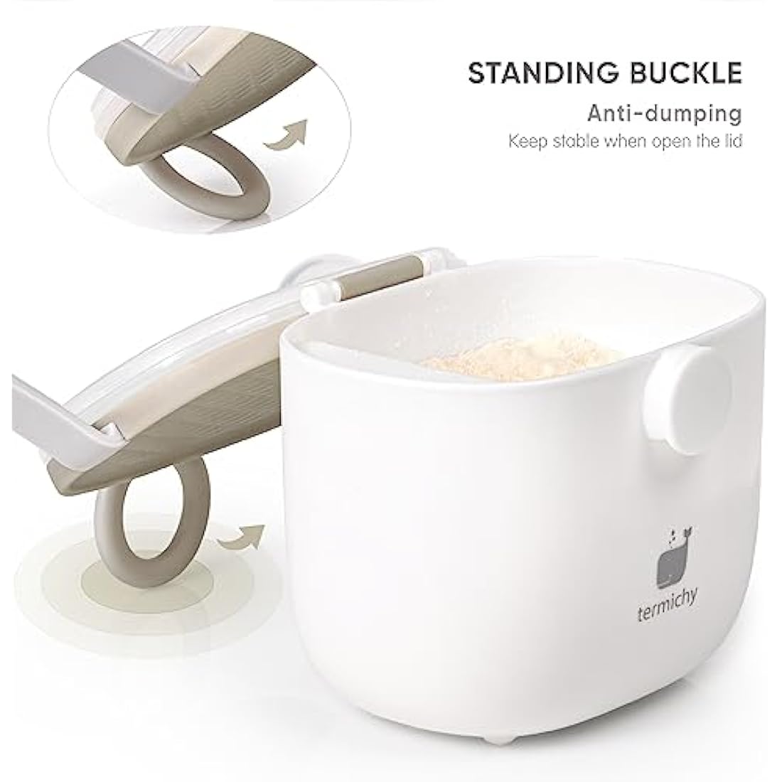Termichy Milk Powder Dispenser Baby Milk Powder Dispenser, 250 g Airtight Portable Milk Powder Container for Travel, with Scraper and Spoon (Khaki, 1 Piece)