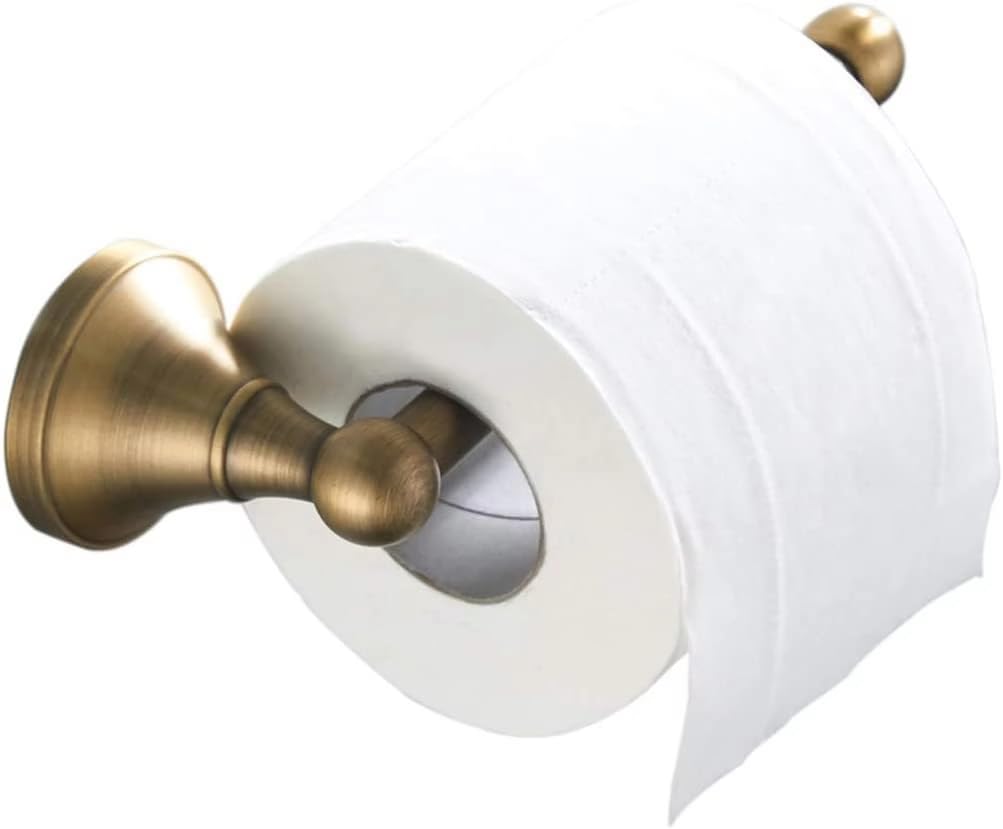 Antique Brass Finish Toilet Roll Holder | Bronze Steel Toilet Paper Holder |Strong Loo Roll Tissue Holder Stand, Modern and Clean Design