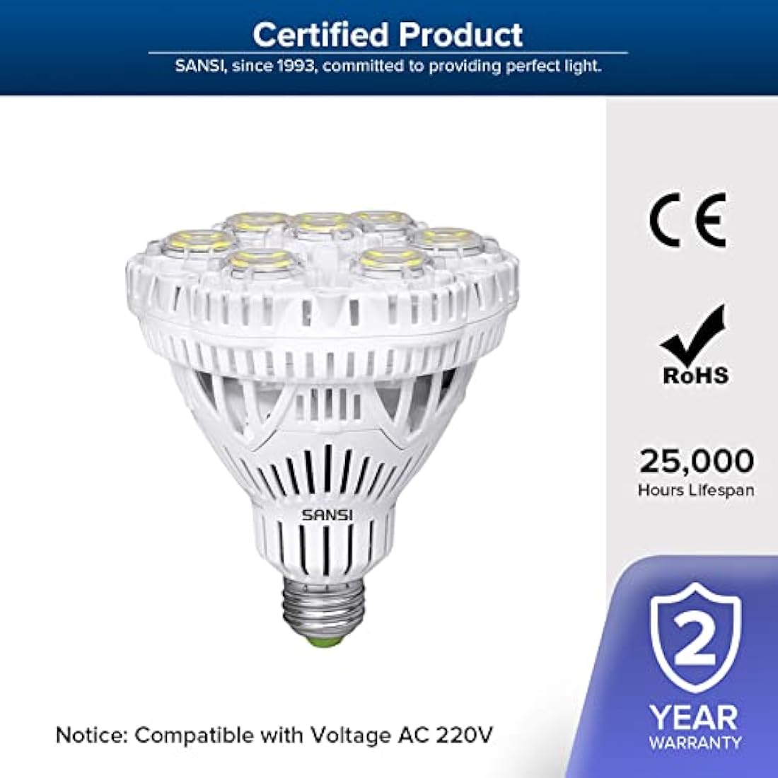 SANSI 40W Super Bright LED Light Bulb Daylight 5000K, Energy-Saving 350W Incandescent Bulb Equivalent, E27/E40 Edison Screw Light Bulb 5000LM 180° Beam Angle for Large Area Ceiling Lighting