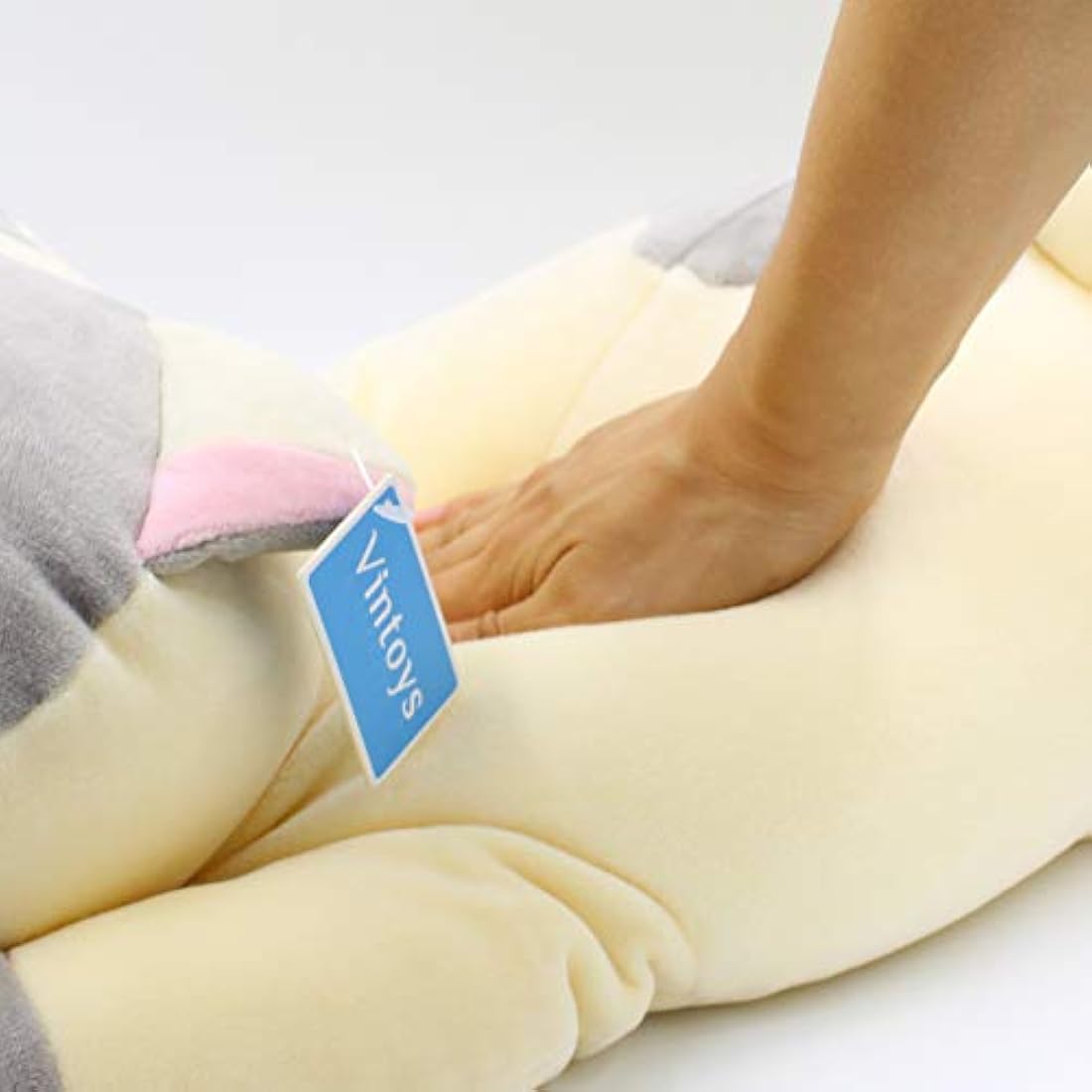 Vintoys Sleeping Cat Hugging Pillow Stuffed Animals Plush Soft Toy Grey 23.5"