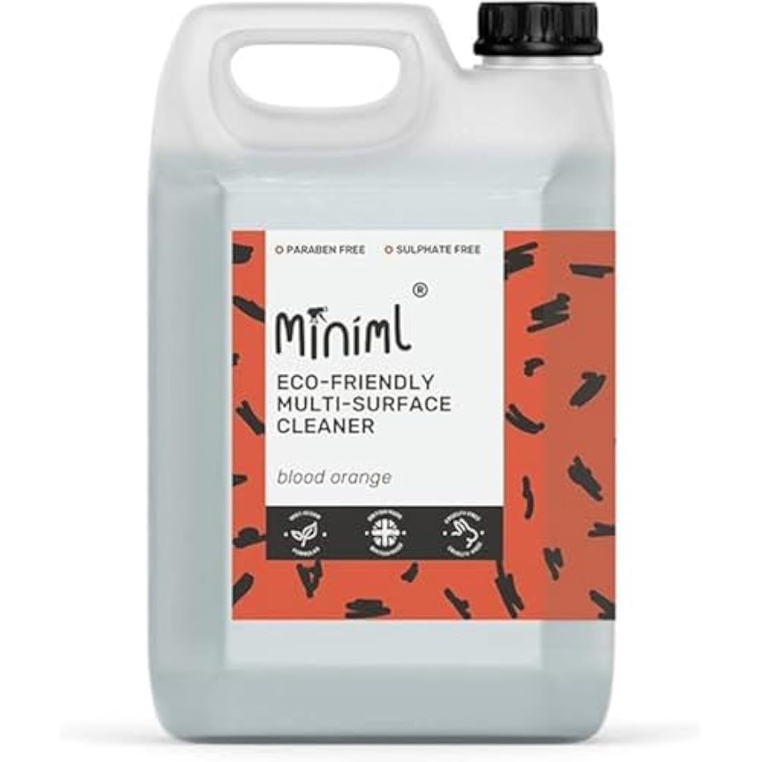 Miniml Eco Multi Surface Cleaner General Purpose Spray 5L Refill – Blood Orange Scented for Cleaning All Surfaces Floors Walls Glass Kitchen Bathroom - Natural Plant Based Vegan Formula & Cruelty Free