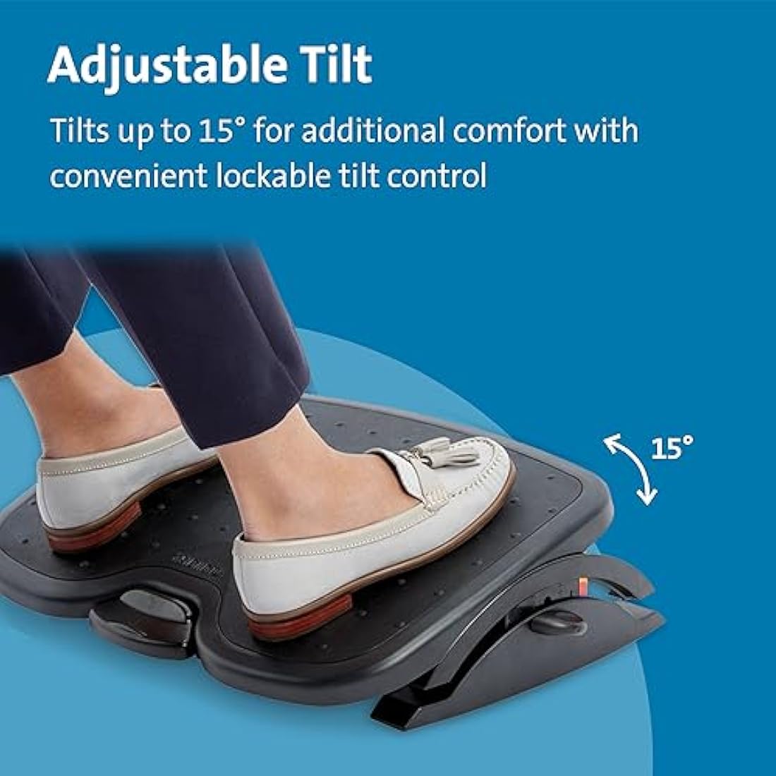 Kensington Adjustable Ergonomic Foot Rest - SoleMate Plus under desk foot rest for improved posture, siatica and orthopedic relief - Black (K52789WW),55 x 36 x 9 cm