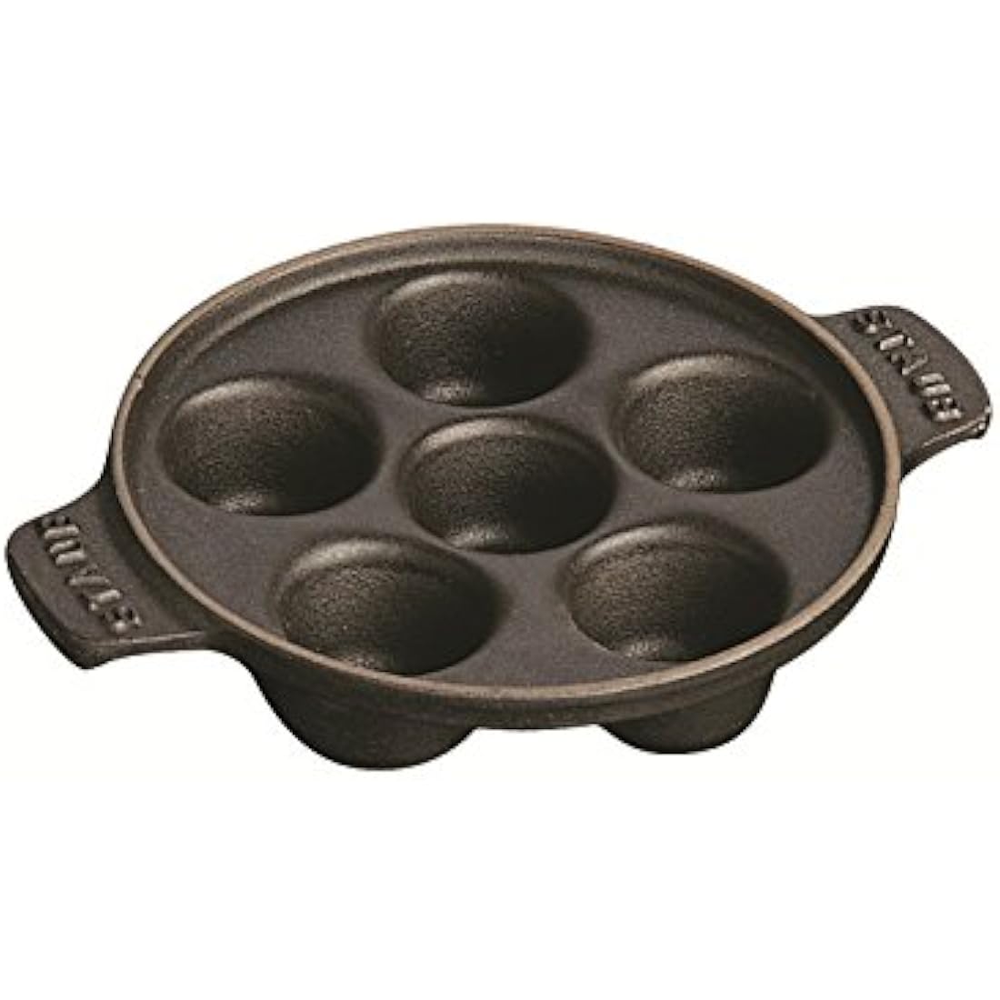 Staub Round Snail Dish with 6 Holes, Cast Iron, Matt Black, 14 centimeters