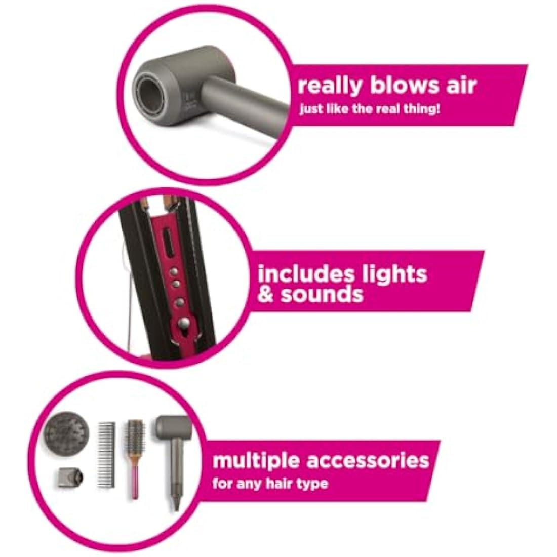Casdon Dyson Toys. Supersonic and Corrale Deluxe Styling Set. Toy Straightener and Hairdryer with Real Function. Features Interactive Lights and Sounds. For Children Aged 3+
