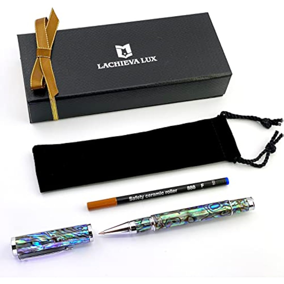 LACHIEVA LUX Nice Stunning Sea Shell Abalone Rollerball Pen with German-made Refill, Luxury Pen Gift for Woman, Man, Professional for Writing