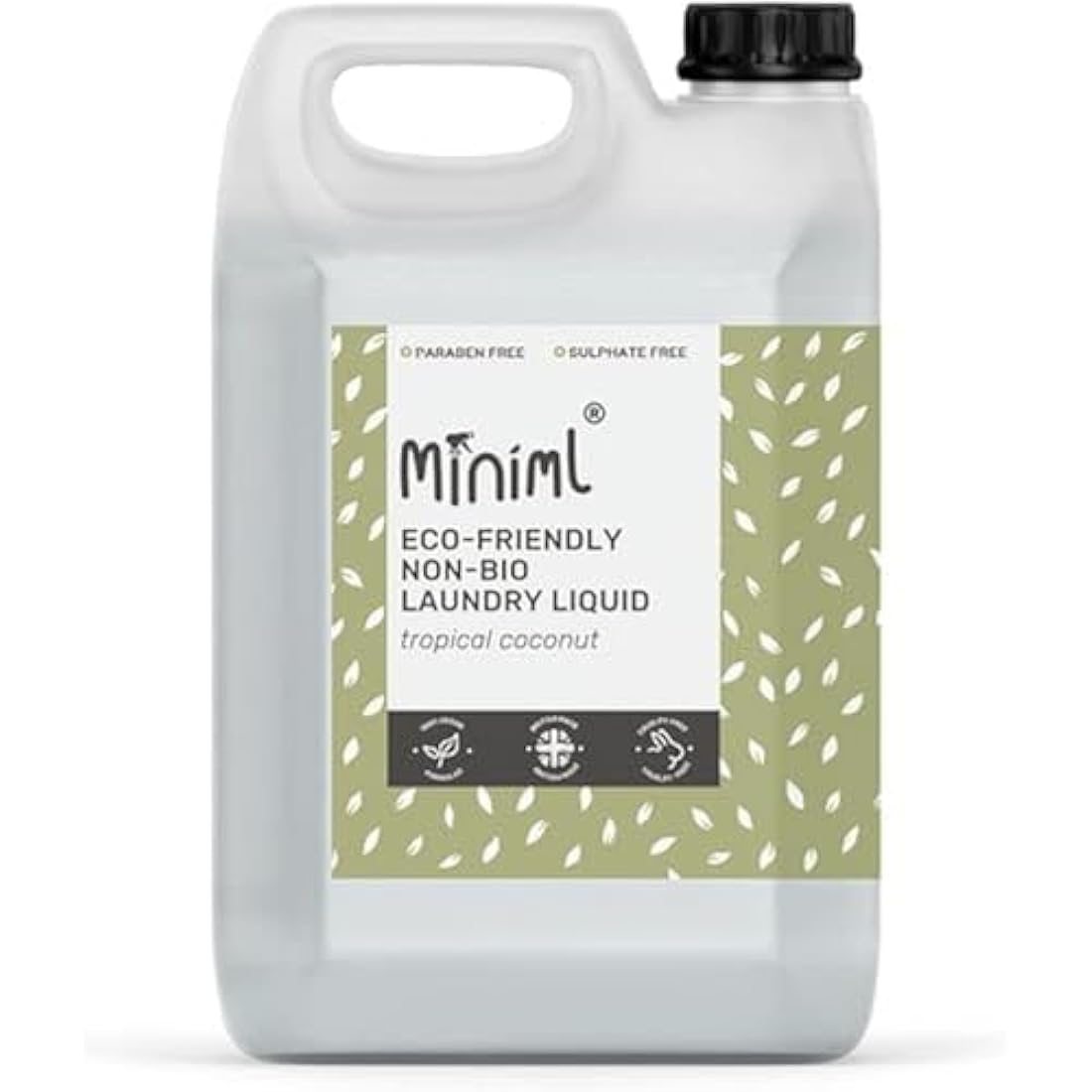 Miniml Eco Laundry Liquid Washing Detergent 5L Refill - Natural Non Bio Coconut Scented Clothes and Fabric Softener for Machine or Delicate Hand Cleaning - 100% Vegan & Cruelty Free (165 Washes)