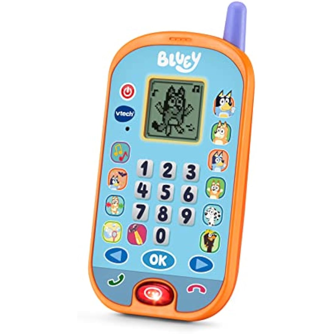 VTech Bluey Ring Ring Learning Phone, Official Bluey Toy, Interactive Role Play Phone, Toy Phone With Voice Activation, Games & Numbers, Educational Gift Children Ages 3, 4+ Years, English Version