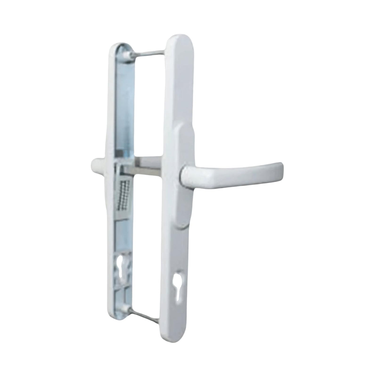 White Universal Flexi UPVC Repair Door Handle Set Adjustable 59mm to 96mm Adjustable PZ Centres