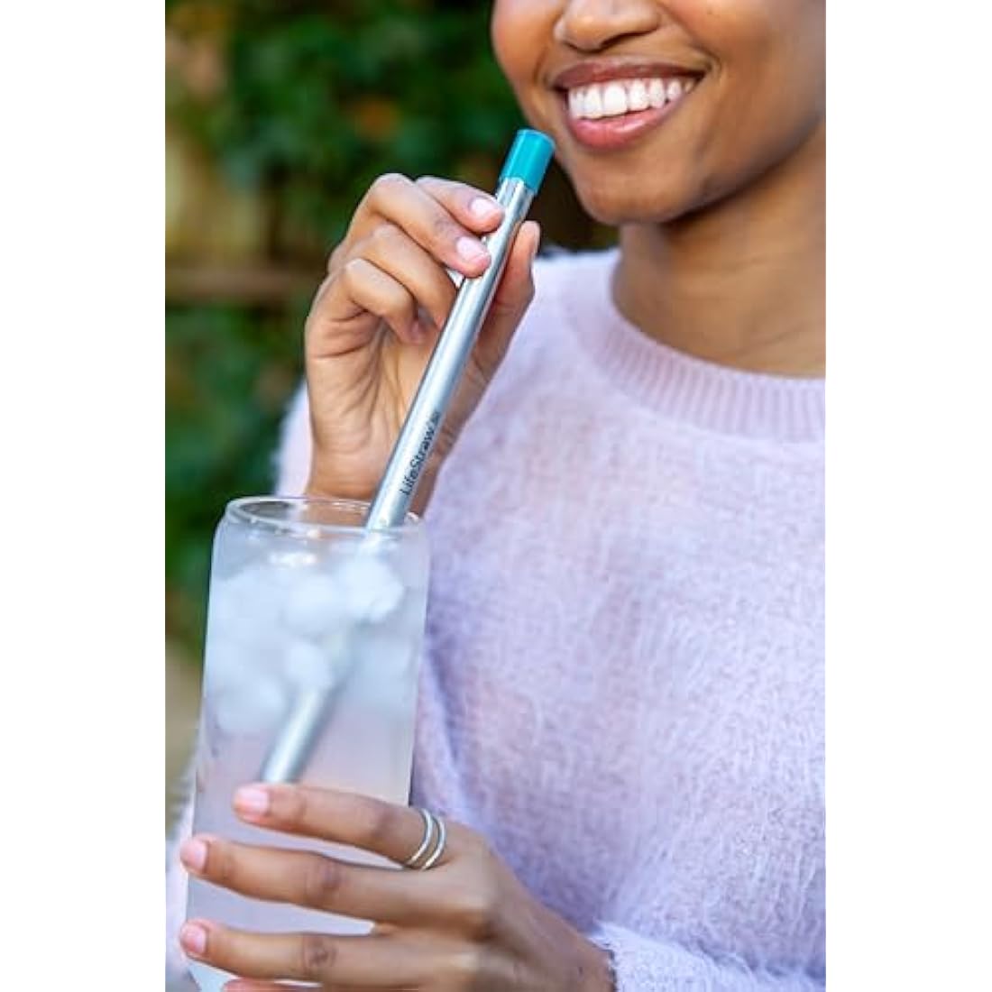 LifeStraw Sip – Reusable Stainless Steel Water Filter Drinking Straw with Carry Case, Removes Microplastics, Bacteria and Parasites for Travel and Everyday Use, Laguna Teal