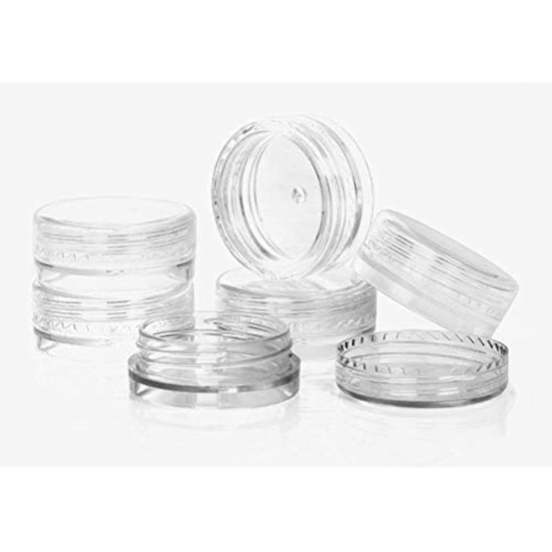 kuou 50 Pcs Empty Plastic Cosmetic Jars, 5ml Sample Containers Pots Bottles with Clear Lids