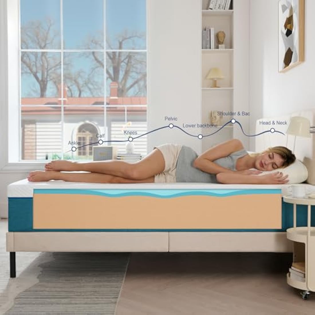 Hiimgo Double Mattress, Memory Foam, Breathable Medium Firm, Perfect for Body Support, Durable for Double Bed (135x190x25cm)