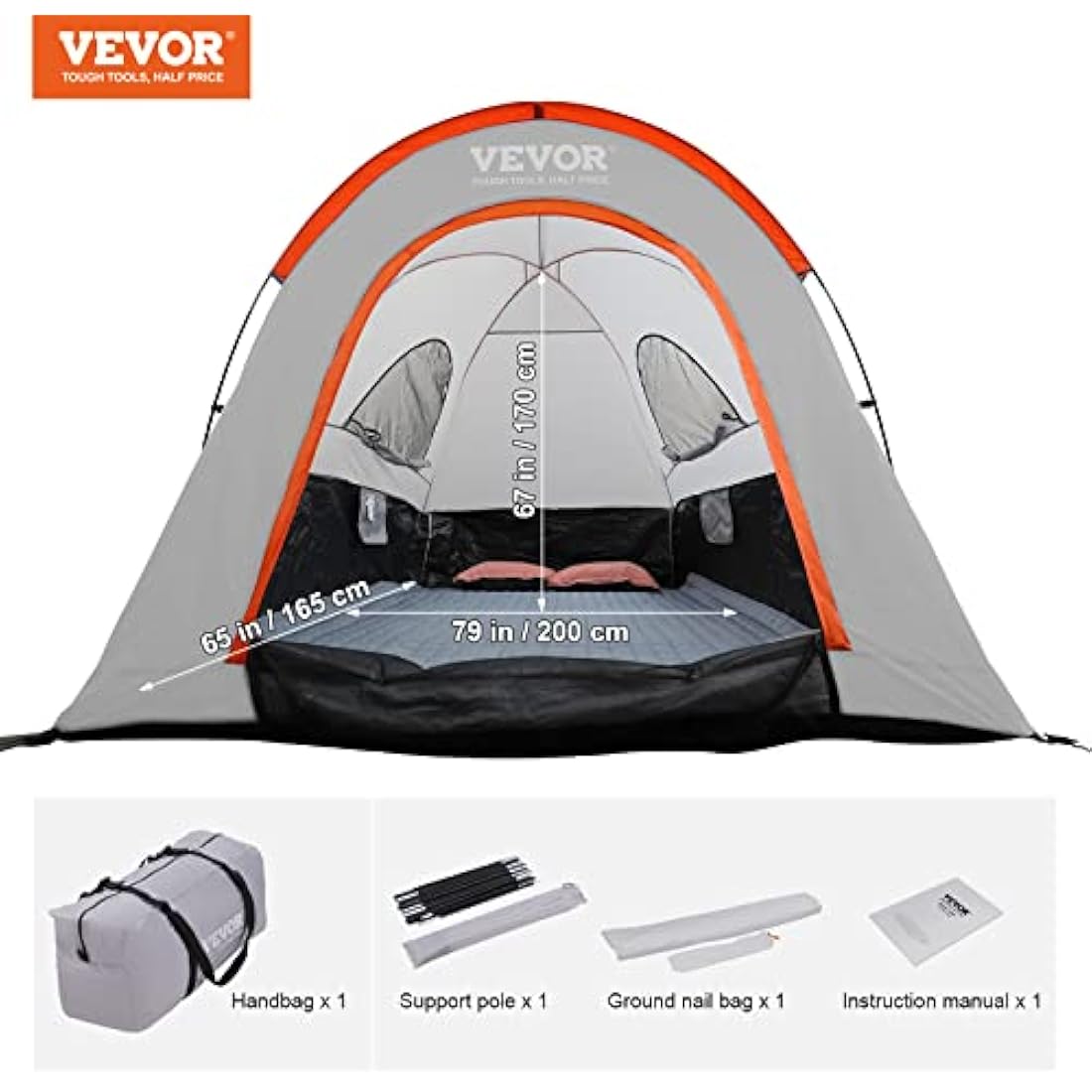 VEVOR Truck Bed Tent,Pickup Truck Tent with Rain Layer and Carry Bag, Waterproof Double Layer Truck Tent for Camping, Accommodate, for Camping Traveling Outdoor Activities