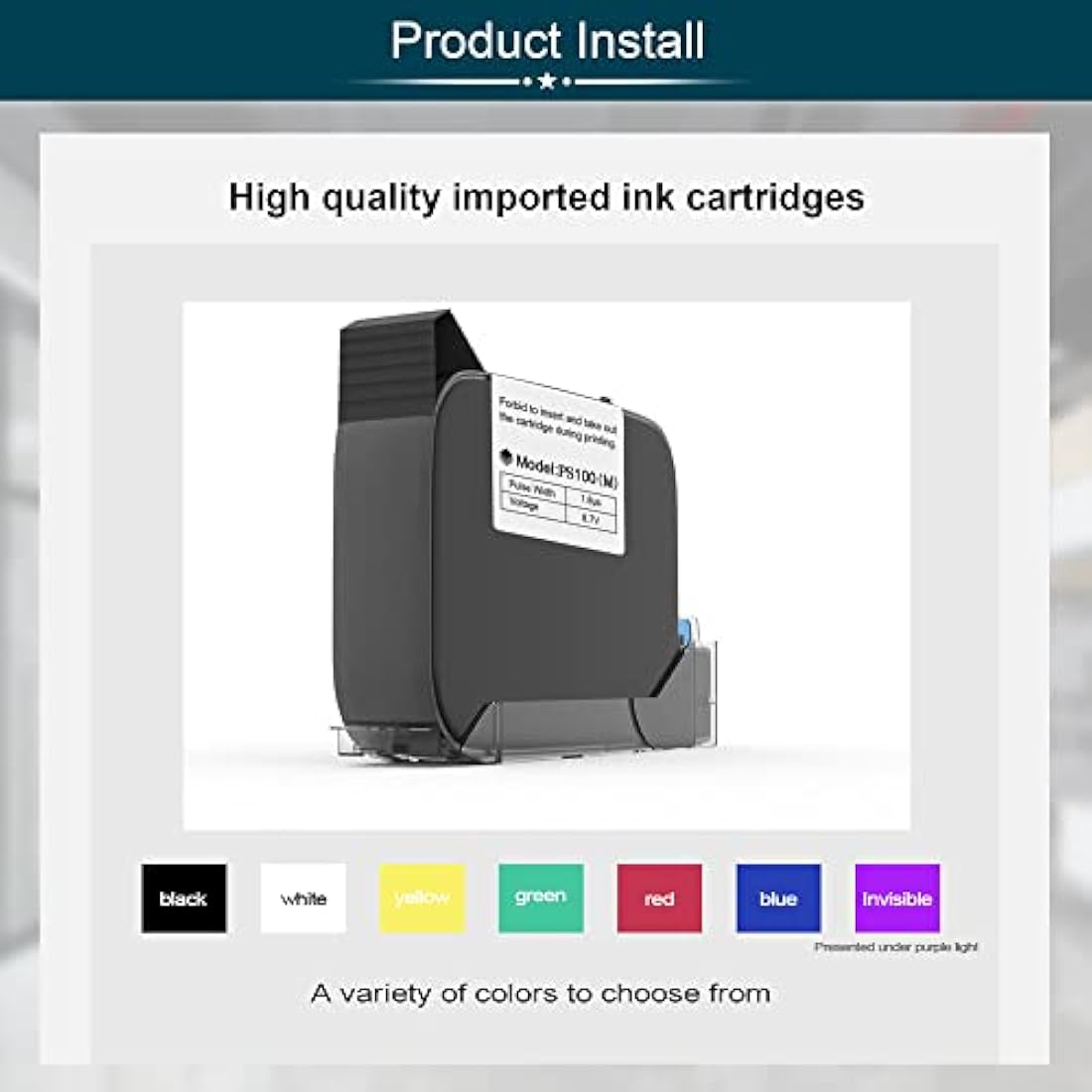 Phezer Original 42ml Black Quick Dry Solvent Ink Cartridge Replacement for 0.5inch/12.7mm Handheld Inkjet Printers P15 / P16 / P18 (Black)