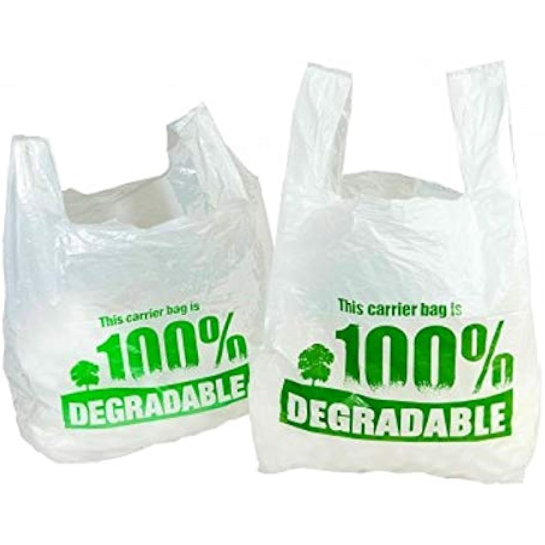 Sabco - White Vest Carrier Bags 100% Degradable - Large 11 x 17 x 21" - Eco Friendly Plastic Bags (1000)
