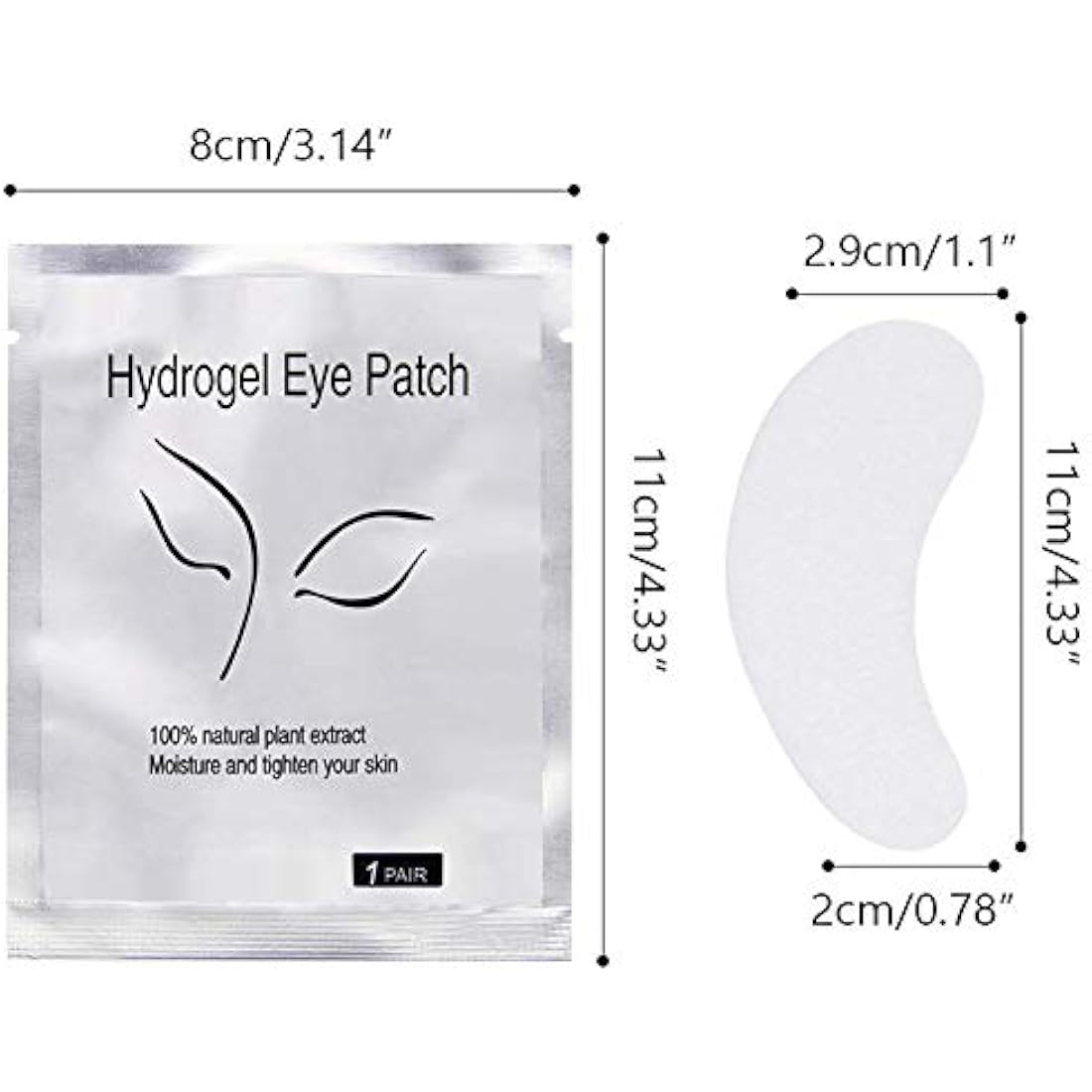 Yorgewd 100 Pairs Under Eye Gel Pads Eyelash Extension Pads Lints Free Eyelash Patches for Pro Salon & Individual Eyelash (100 Pairs)
