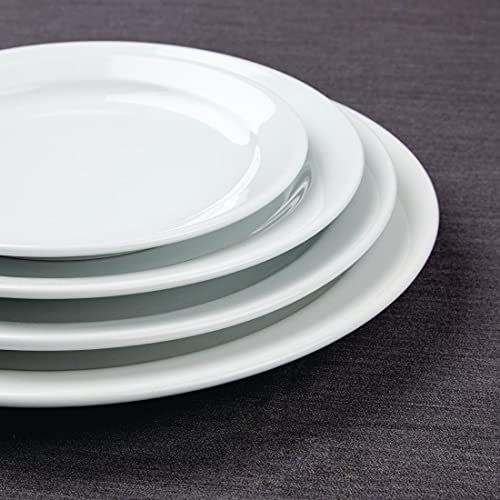Athena Hotelware Narrow Rimmed Plates in White Porcelain - Super Vitrified Durable Glaze - Oven