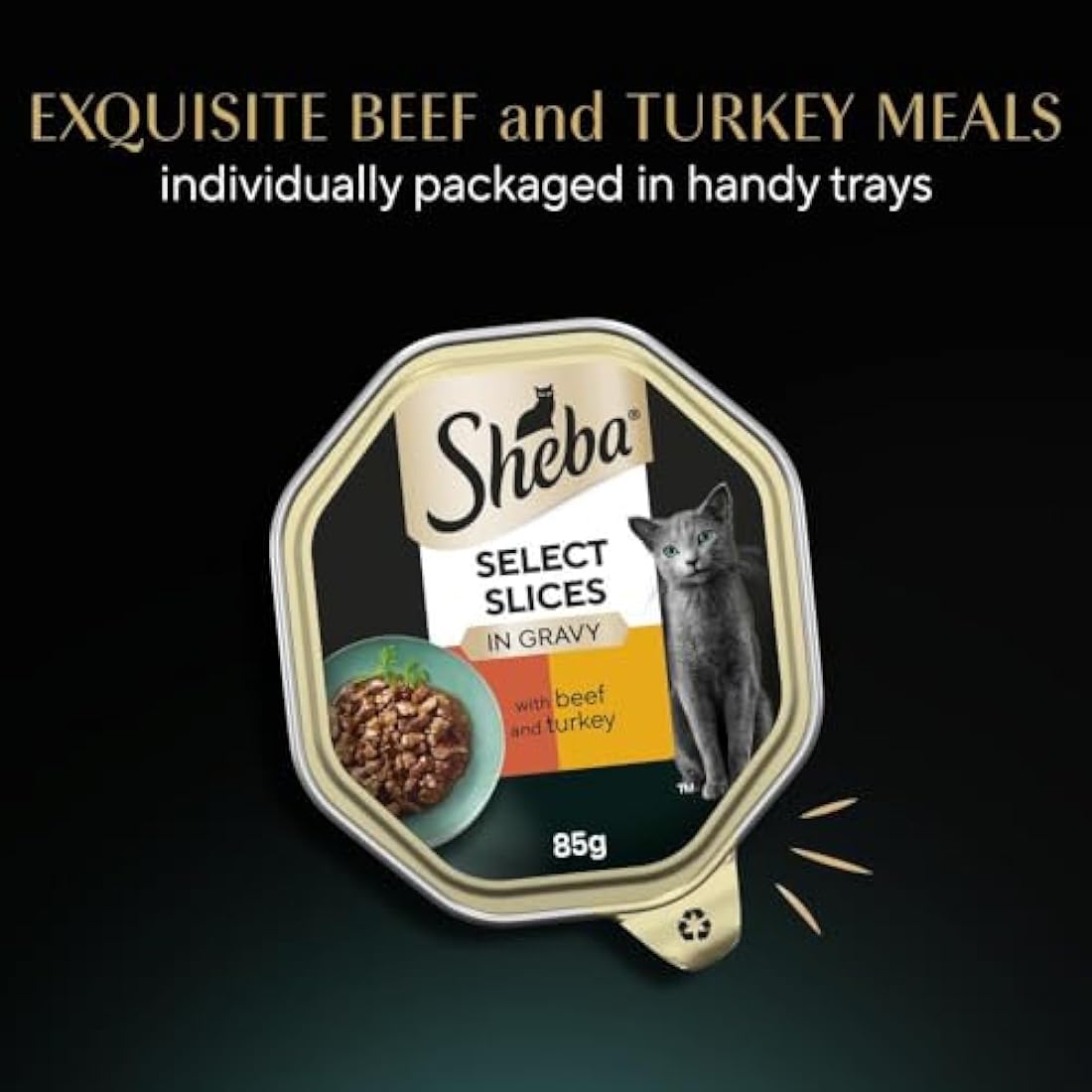 Sheba Select Slices in Gravy – Beef Selection – Wet cat food trays for adult cats – 22 x 85 g Pack