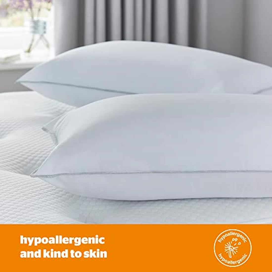 Silentnight Firm Support Pillow Pack of 2 - Side Sleeper Pillows for Sleeping Neck Back Orthopaedic Pain - Machine Washable Pillow Pair for Side Sleepers, White, packaging may vary