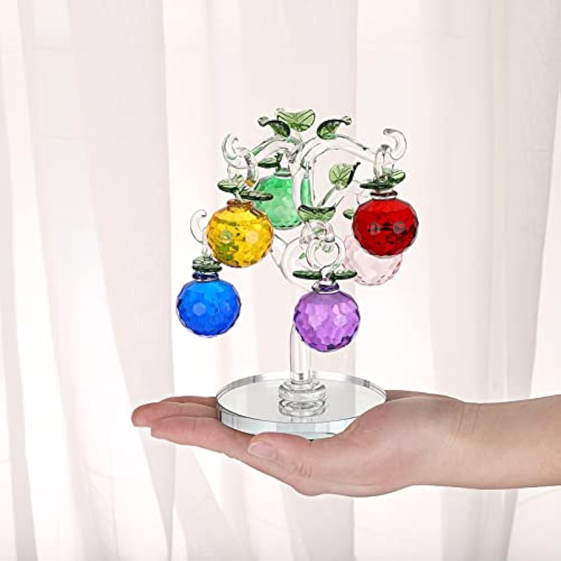 BTSKY Crystal Glass Apple Tree - Artificial Tree Figurine Ornament Table Decoration Feng Shui Crystal Apple Tree Decoration
