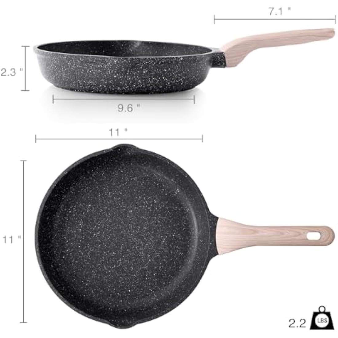 Kordisen Non Stick Frying Pans Skillet, 28 cm Granite Frying Pans Nonstick for Cooking, Healthy Induction Cookware, Heat Resistant Handle, PFOA Free