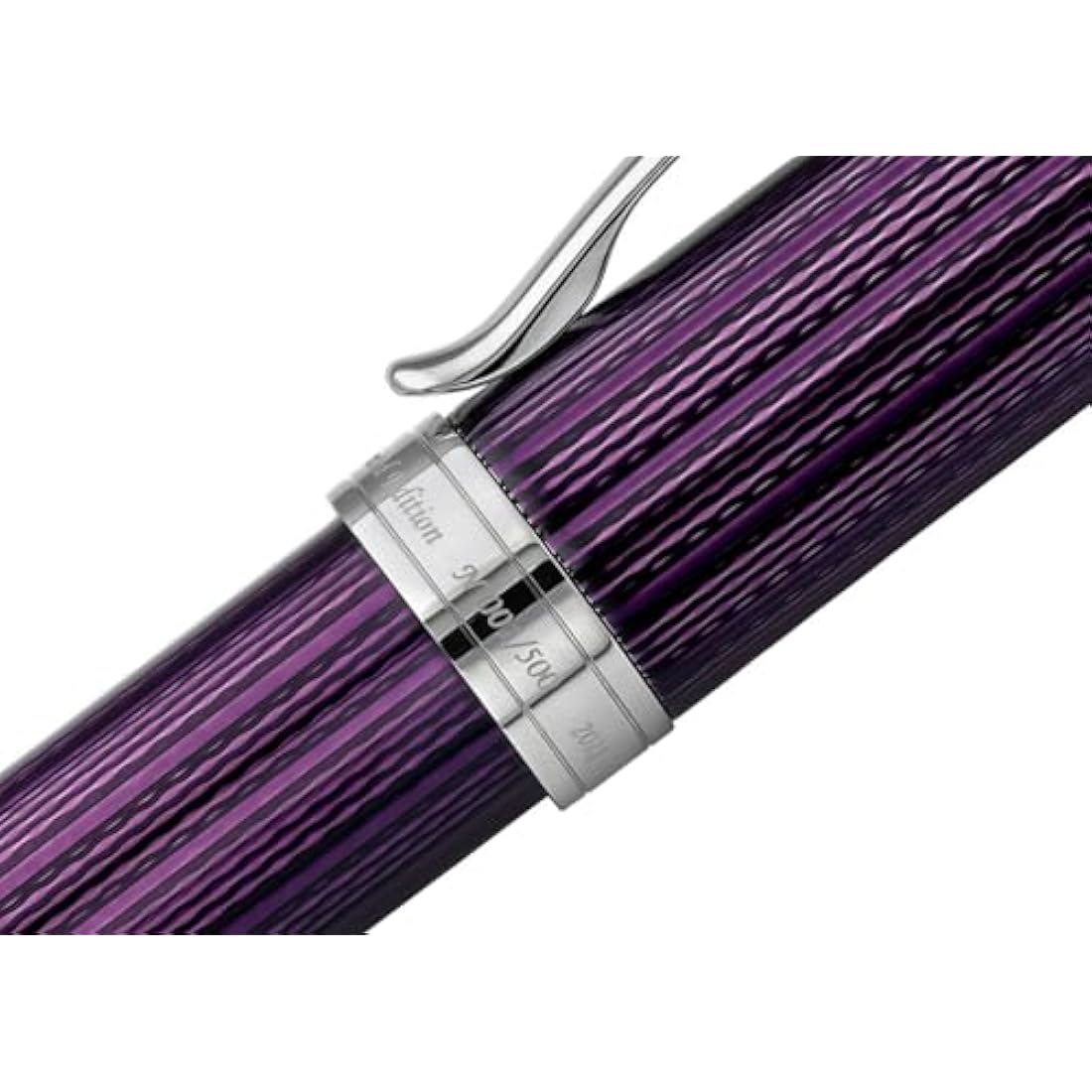 Xezo Incognito Brass Ballpoint Pen in Purple Metallic Color, Diamond-Cut Engraved, Serial, Platinum Plated Parts (Incognito Purple B-2)