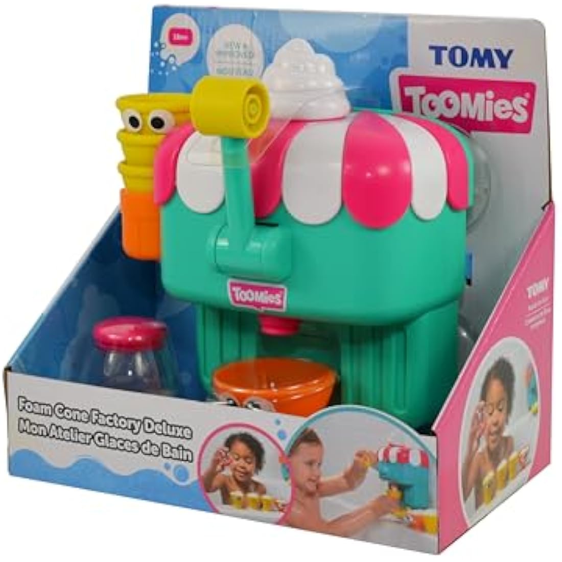 Toomies Foam Cone Factory Deluxe - Ice Cream Foam Maker Baby Bath Toys - Wall Mounted Bubble Bath Toys for Kids - Pretend Play Water Toys - Toddler and Baby Sensory Toys - Plus 18 Month Old Toys