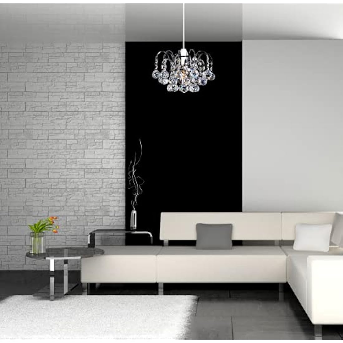 Klass Home K9 Crystal Faceted Oriel Light Shade | Crystal Chandelier | Ceiling Light Shade | Lamp Shade | Chandeliers Ceiling Light | Chrome Finish Pendant Light Shade for Living Room Bedroom Kitchen