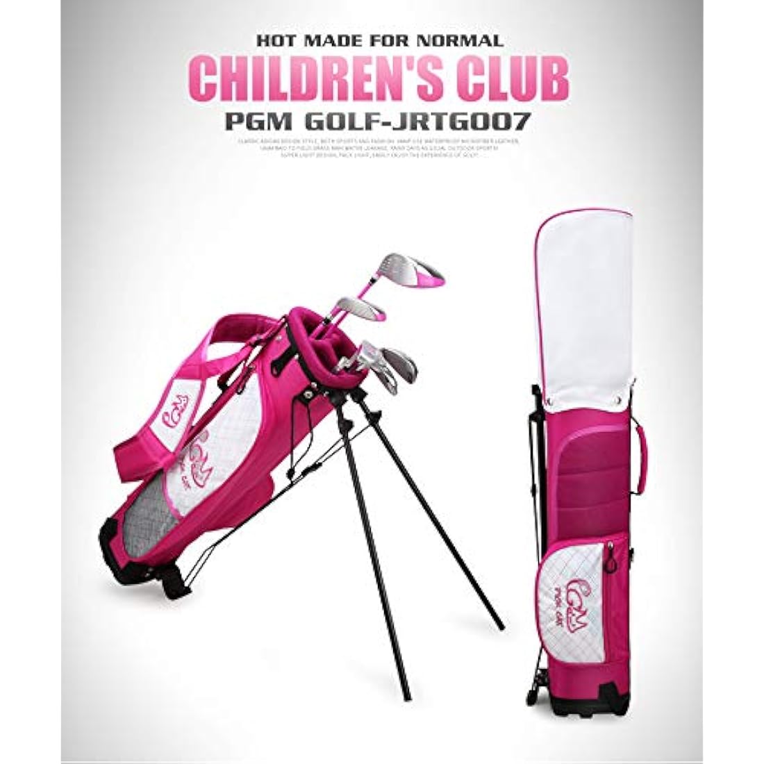PGM Junior Golf Club Complete Set for Children Kids, 5 Golf Clubs with Stand Bag and 2 Headcovers for Boys & Girls, Right Hand