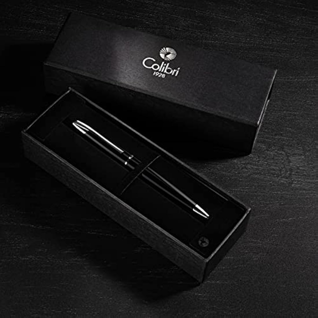 Colibri Equinox Twist Ballpoint Pen-Black Lacquer and Chrome Finish-Luxury Pen-Sleek Branded Spring Clip-Comes In A Nice Gift Box-Gift For Men And Women