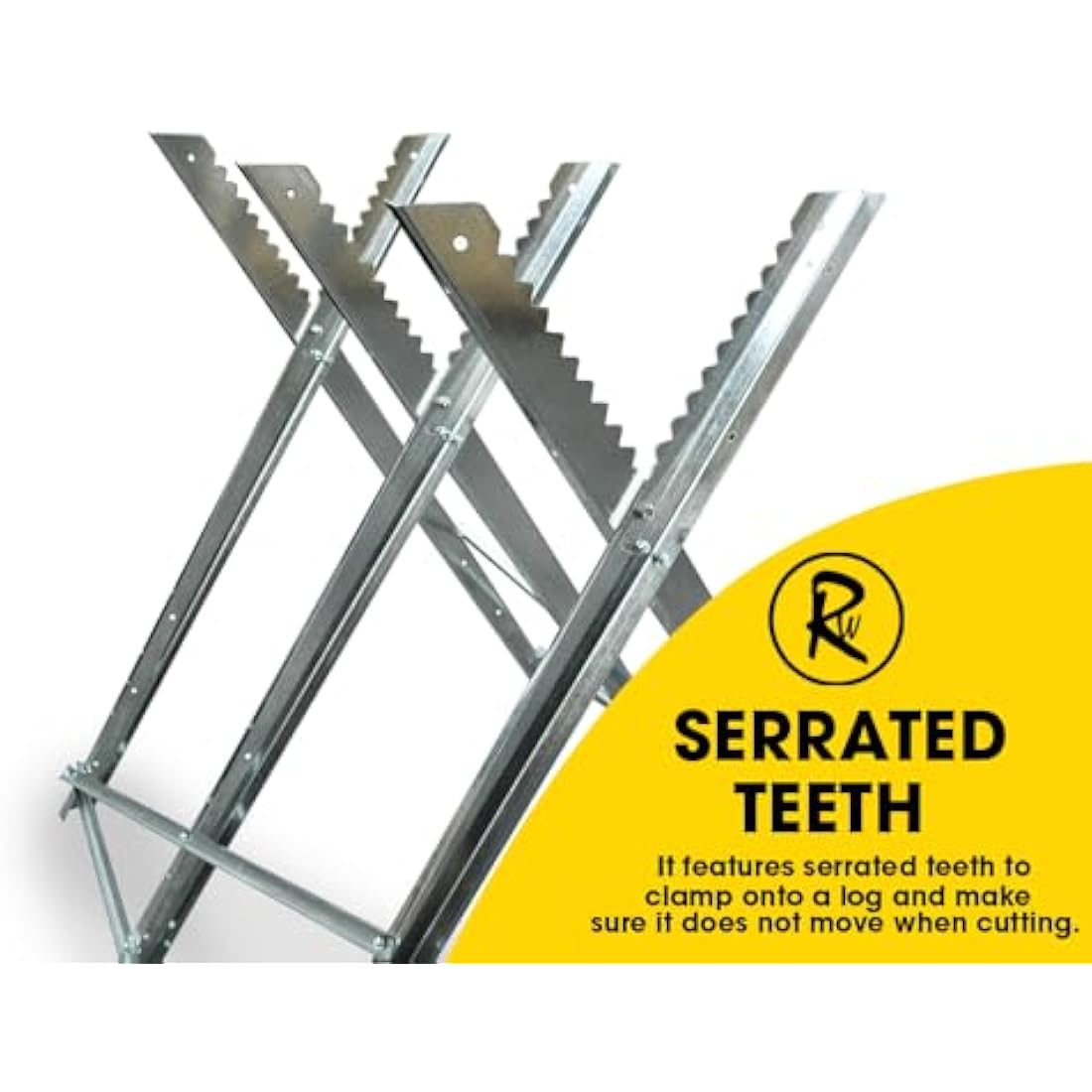 RocwooD Saw Horse Sawhorse Heavy Duty Metal Steel Foldable Adjustable Chainsaw Cutting Log Wood Stand Trestle Workmate Logging Sawing Forestry Workshop