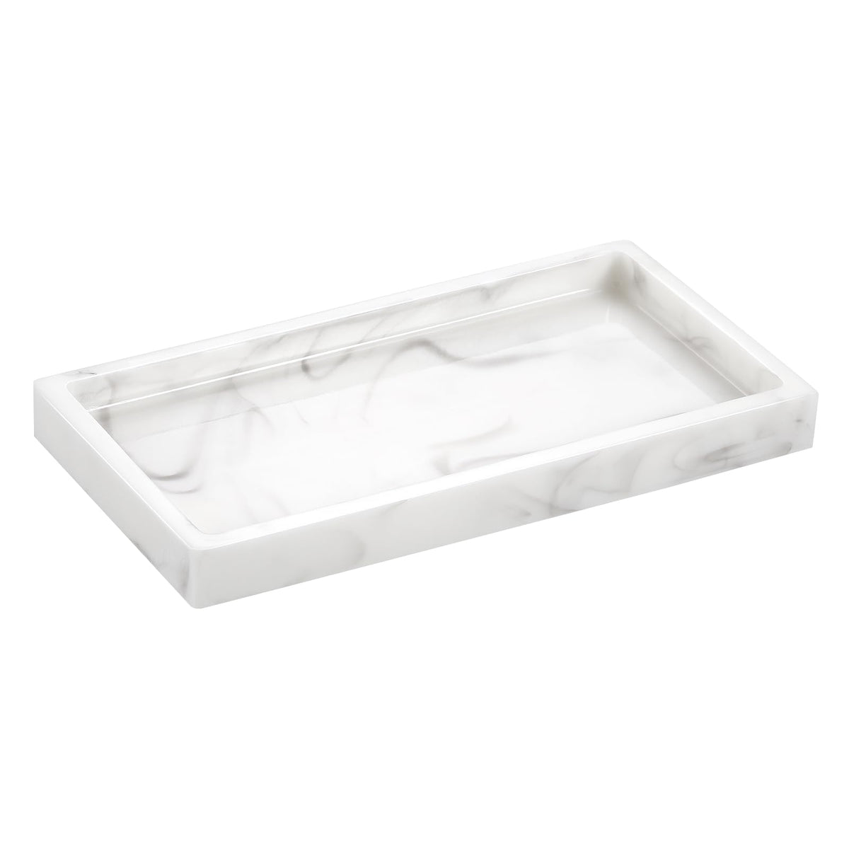 Emibele Jewelry Organizer Resin Tray, Bathroom Kitchen Dresser Vanity Tray Jewelry Dish Ring Holder Cosmetic Organizer for Candle Perfume Soap Shampoo