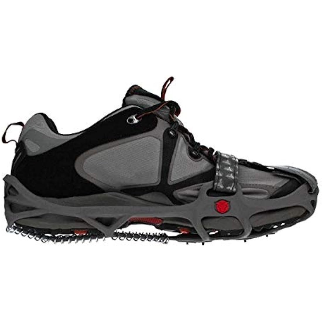 YAKTRAX RUN Ice & Snow Grips For Running Shoes, 3mm Carbide-Steel Spikes & 1.4mm Stainless-Steel Coils, Provides Traction In Ice & Snow, Grey