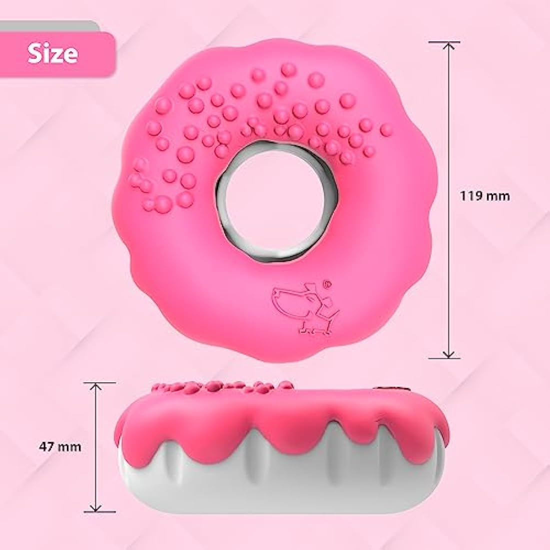 PetBuds Indestructible Dog Toys - Interactive 2 in 1 Treat and Chew Toy for Boredom - Doughnut Shape (Shocking Pink)
