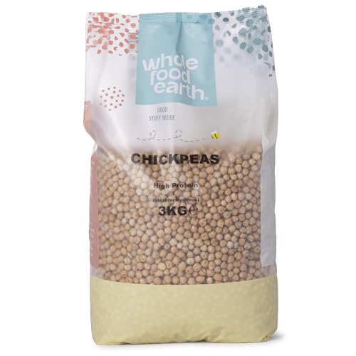 Wholefood Earth - Organic Dried Chick Peas 8mm - 3kg - High Protein & Fibre - Raw Single Ingredient - Batch-Tested for Purity - Ideal for Smooth