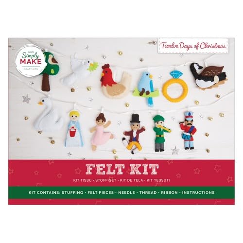 Simply Make Twelve Days of Christmas Felt Craft Kit, Felting Crafts for Adults, Kids, Great Gifts, Beginners Hobbies, DIY Crafts Decorations, Felting