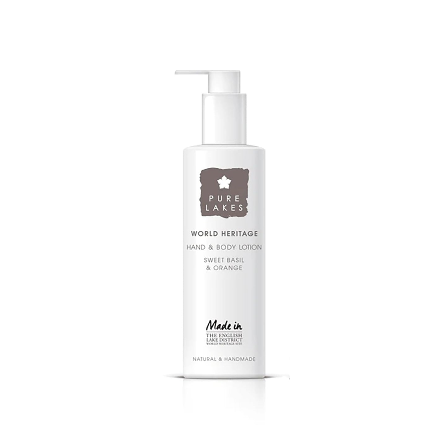 Pure Lakes Sweet Basil & Orange Hand & Body Lotion - 250ml Pump | Organic Moisturiser with Essential Oils | Vegan & Made with Organic Ingredients