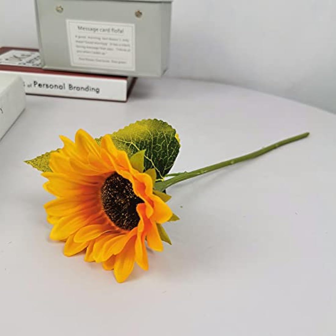 6 Bunches Artificial Sunflower Bouquet, Fake Silk Sunflower Flowers, Realistic Plants for Wedding Party Anniversary Home Office Table Centerpiece Décor(short)