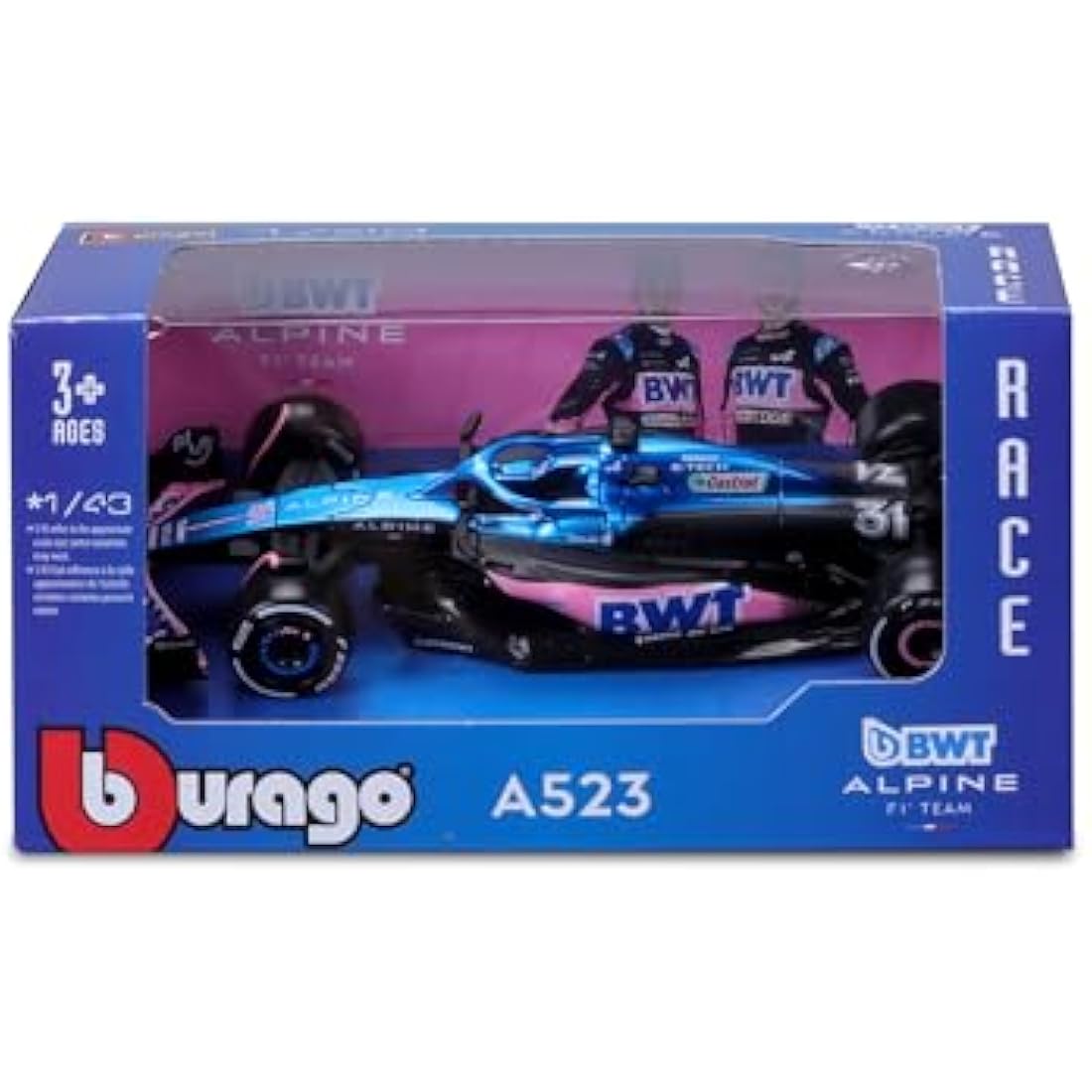 Car Model: DieCast Bwt Alpine A523 Season 2023 Formula 1 - Driver Pierre Gasly 31 - Scale 1/43 - Multicolor - Bburago 36836