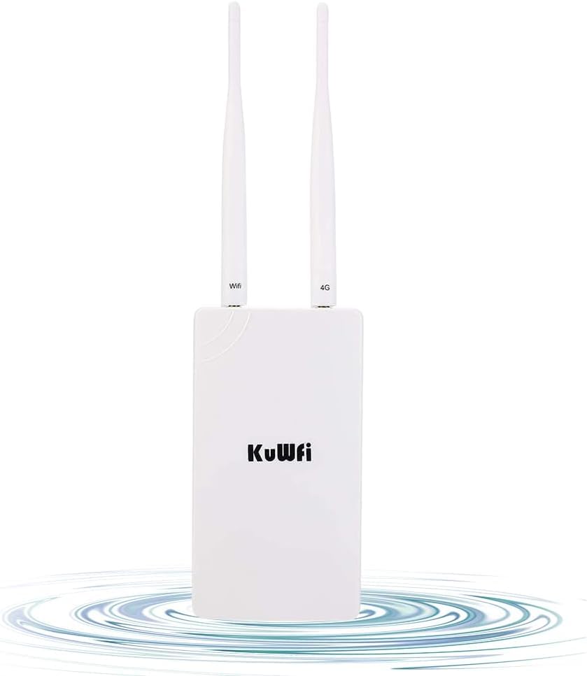 KuWFi 4G Router with SIM Slot, 300Mbps High Speed, Outdoor Router Coverage 2 Detachable Antennas, Support APN, SIM Plug and Play, for Security