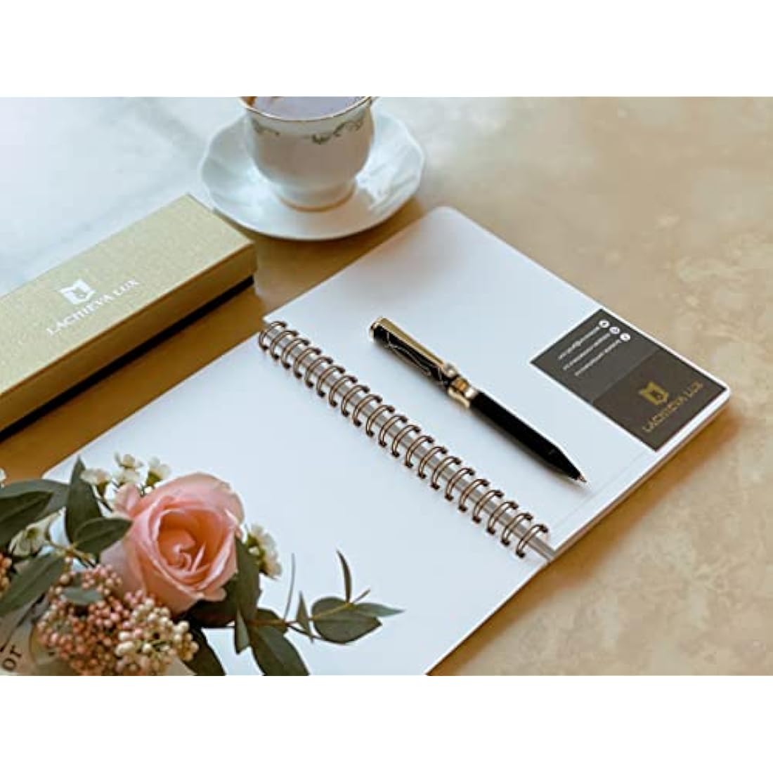 LACHIEVA LUX Black Elegant Crystal Executive Metal Ballpoint Pen with German-made P900M Refills, Luxury and High end Writing Instruments for women-Black
