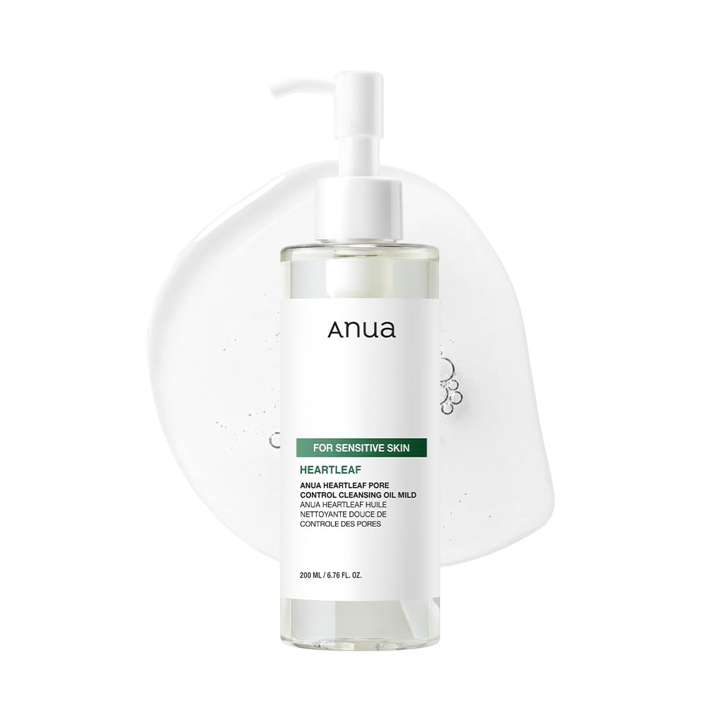 ANUA Heartleaf Pore Cleansing Oil MILD, Sensitive Skin Face Wash, Oil Cleanser for Face, Makeup Blackhead Remover, Korean Skin Care, Non-Comedogenic,