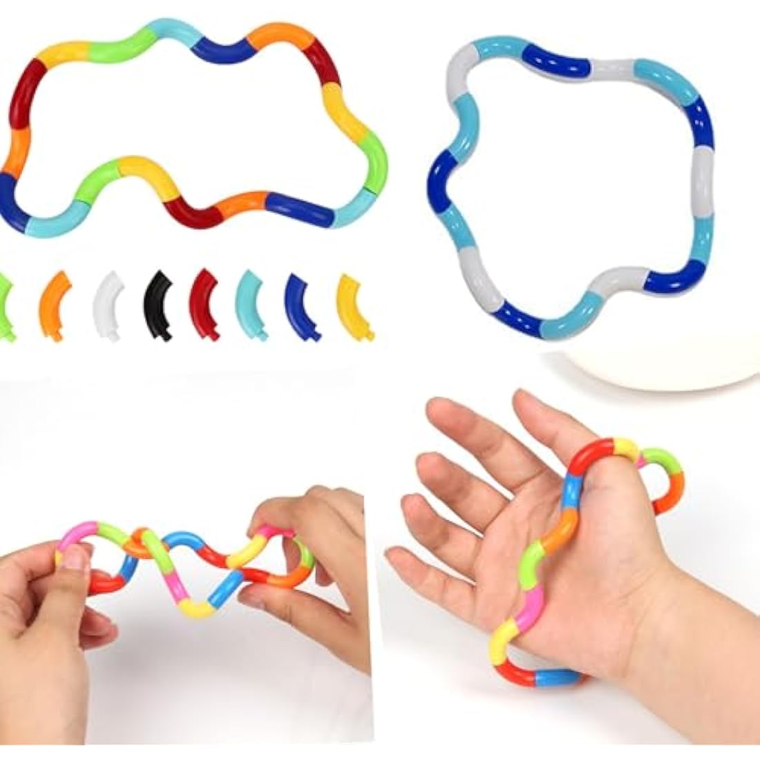 BAIYSFFG Tangle Fidget Toy 7 PCS Twisty Fidget Toy Stress Relief Stim Silent for Kids and Adults