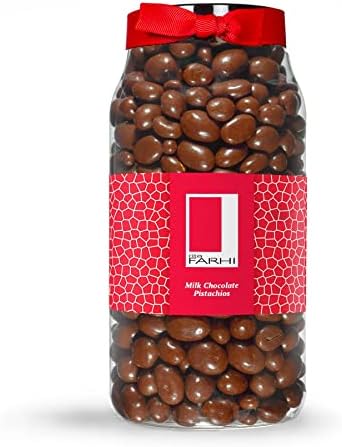 Rita Farhi Milk Chocolate Coated Pistachios in a Luxury Gift Jar 780g - New Palm Oil Free Recipe