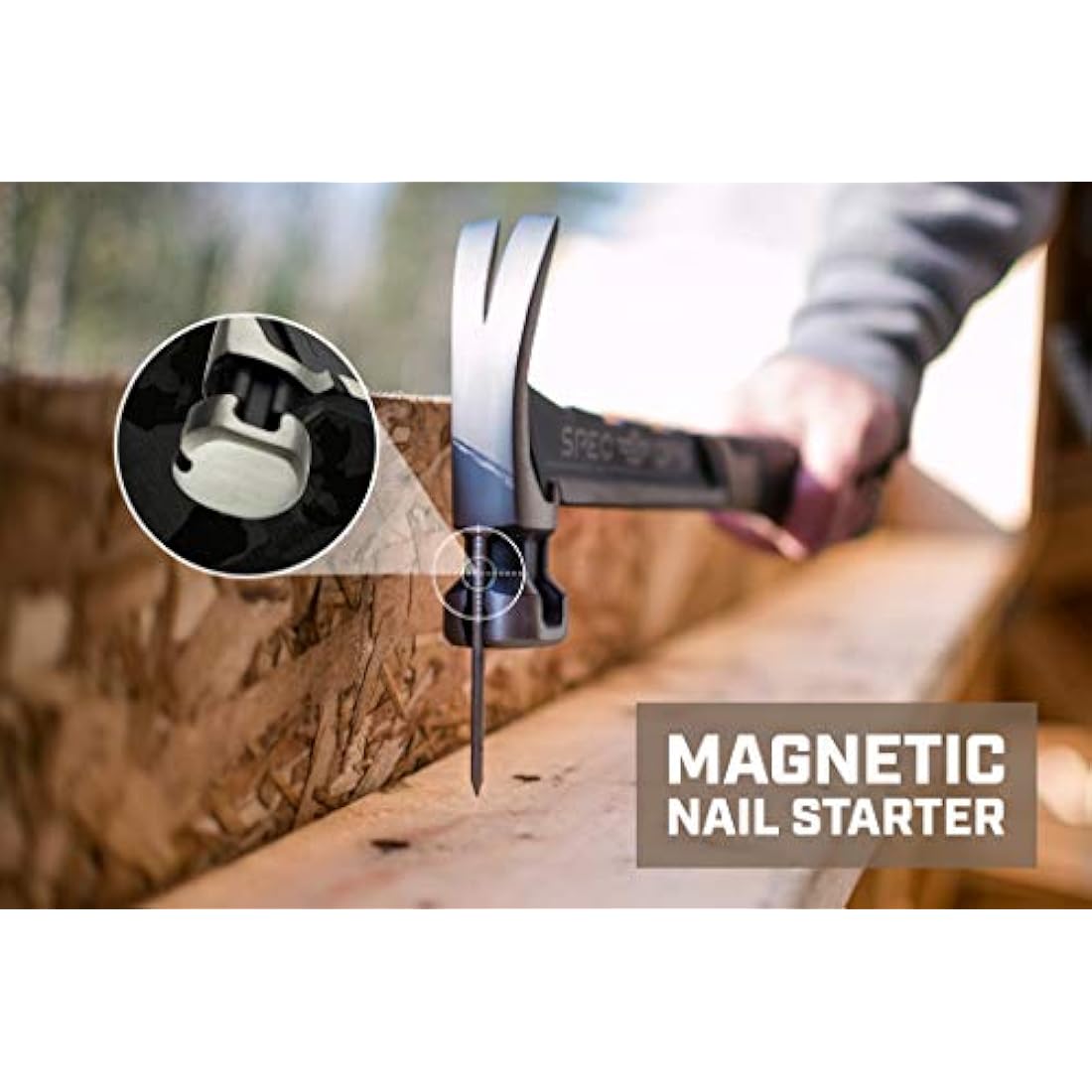Spec Ops - SPEC-M20SF-S Tools Nailing Hammer, 20 oz, Rip Claw, Smooth Face, Soft Mallet Face, Shock-Absorbing Grip, 3% Donated to Veterans Black/Tan