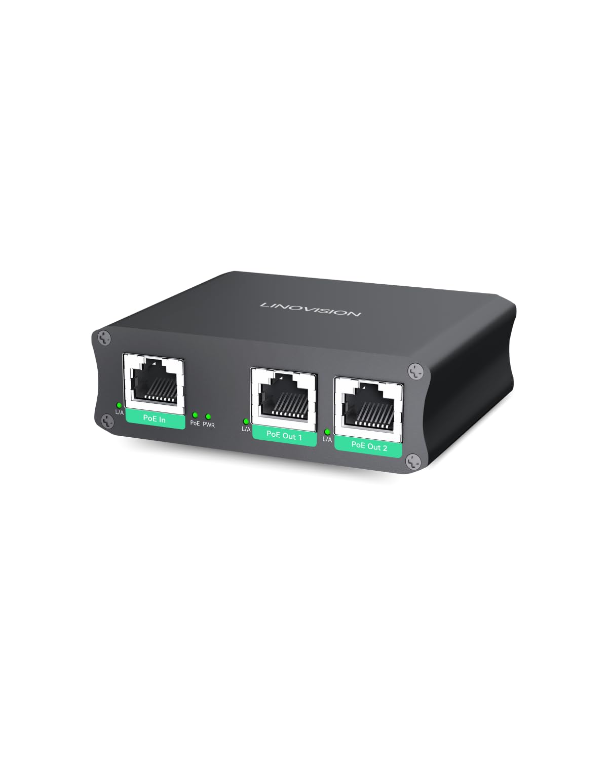 LINOVISION Industrial 2 Ports Gigabit PoE Extender, Passthrough and Split 30W POE to two PoE Cameras or Wireless APs, PoE Repeater or Booster to
