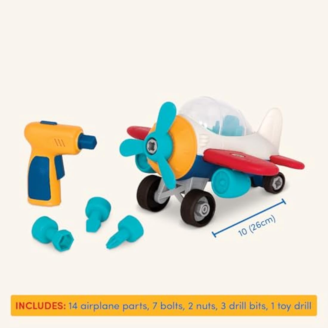 Battat – Wonder Wheels – Take – Apart Airplane – Toy Plane With Drill For Kids – STEM– Developmental Toys – 3+ Years