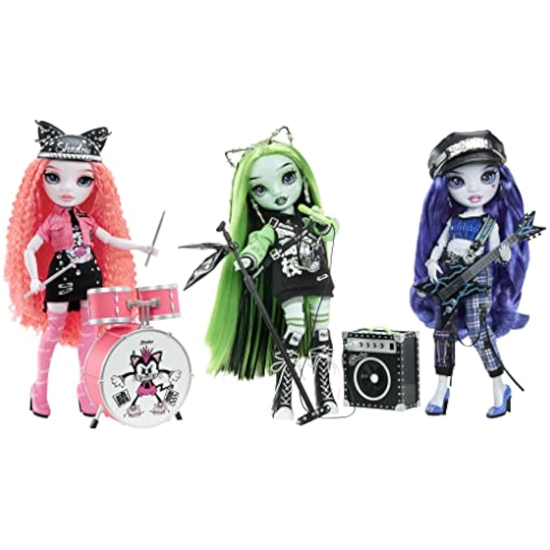 Shadow High Rainbow Vision Neon Shadow - HARLEY LIMESTONE - Neon Green Fashion Doll, Mix & Match Designer Outfits and Rock Band Accessories Playset - For Kids and Collectors Ages 6+
