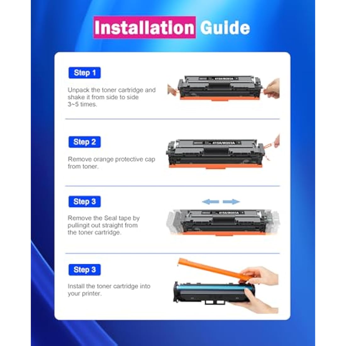 SODFACE 415A 415X Toner Compatible for HP 415A Toner Cartridge Multipack Color Laserjet Pro MFP M479FDW Toner M479FDN M479FDN M454DW M454DN W2030A W2030X W2031A (4 Pack, Black Cyan Yellow Magenta)